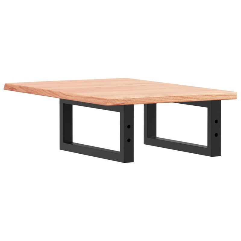 Casa si Gradina - Mobilier - Biblioteci si rafturi - Rafturi - Raft pentru lavoar montat pe perete, otel și lemn masiv stejar, maro deschis și negru, mărime 40x60x2 cm, model dreptunghiular - Infinity.ro