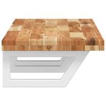 Casa si Gradina - Mobilier - Biblioteci si rafturi - Rafturi - Raft pentru lavoar montat pe perete, otel și lemn masiv acacia, maro închis și alb, mărime 140x40x4 cm, model trapez - Infinity.ro