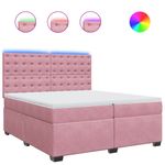 Casa si Gradina - Mobilier - Paturi si accesorii - Paturi - Pat box spring cu saltea, roz, 200x200 cm, catifea - Infinity.ro