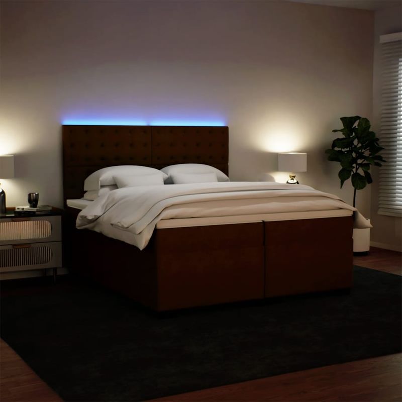 Casa si Gradina - Mobilier - Paturi si accesorii - Paturi - Pat box spring cu saltea, roz, 200x200 cm, catifea - Infinity.ro