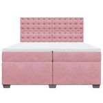 Casa si Gradina - Mobilier - Paturi si accesorii - Paturi - Pat box spring cu saltea, roz, 200x200 cm, catifea - Infinity.ro