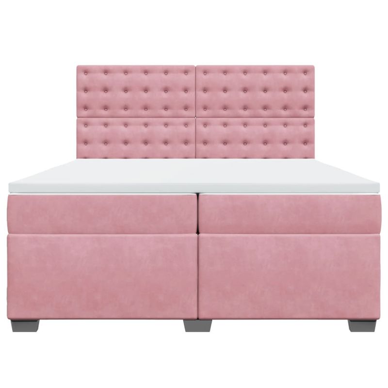 Casa si Gradina - Mobilier - Paturi si accesorii - Paturi - Pat box spring cu saltea, roz, 200x200 cm, catifea - Infinity.ro