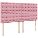 Casa si Gradina - Mobilier - Paturi si accesorii - Paturi - Pat box spring cu saltea, roz, 200x200 cm, catifea - Infinity.ro