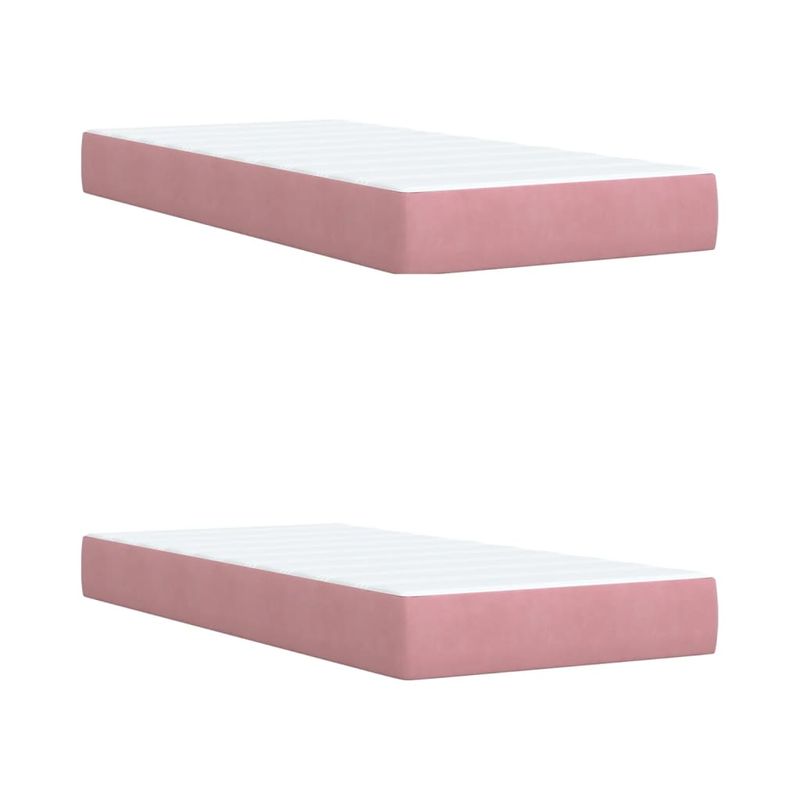Casa si Gradina - Mobilier - Paturi si accesorii - Paturi - Pat box spring cu saltea, roz, 200x200 cm, catifea - Infinity.ro