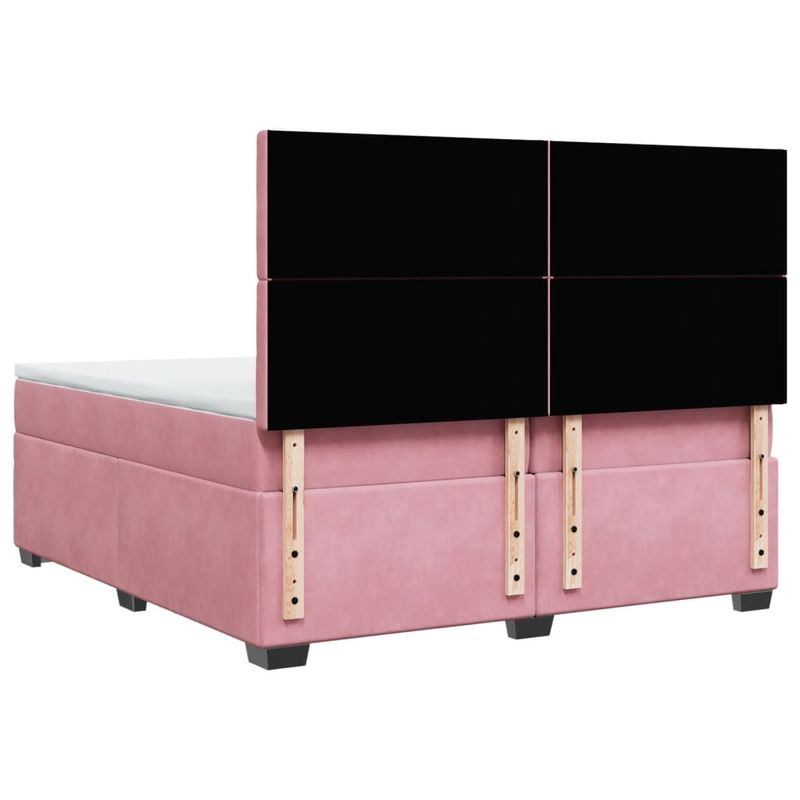 Casa si Gradina - Mobilier - Paturi si accesorii - Paturi - Pat box spring cu saltea, roz, 200x200 cm, catifea - Infinity.ro