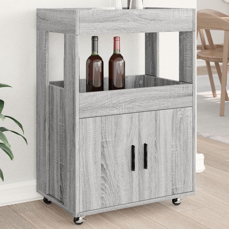 Casa si Gradina - Mobilier - Comode si corpuri - Comode - Carucior de bar, gri sonoma, 60x39,5x89 cm, lemn prelucrat - Infinity.ro