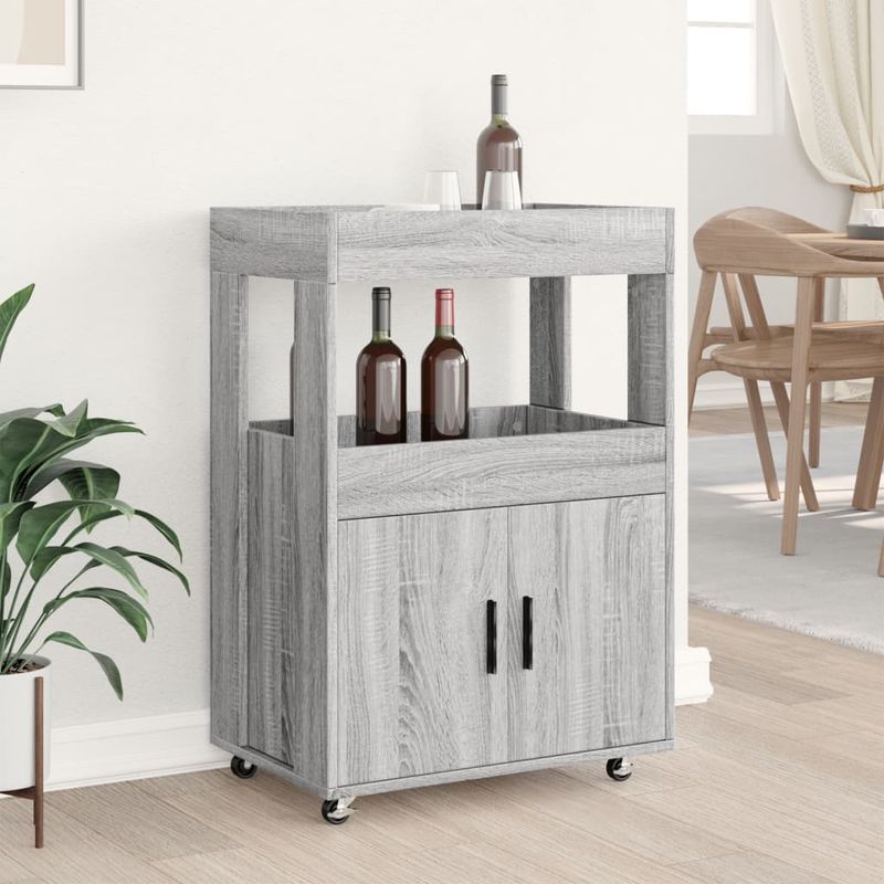 Casa si Gradina - Mobilier - Comode si corpuri - Comode - Carucior de bar, gri sonoma, 60x39,5x89 cm, lemn prelucrat - Infinity.ro