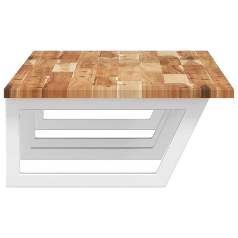 Casa si Gradina - Mobilier - Biblioteci si rafturi - Rafturi - Raft pentru lavoar montat pe perete, otel și lemn masiv acacia, maro închis și alb, mărime 160x50x2 cm, model trapez - Infinity.ro