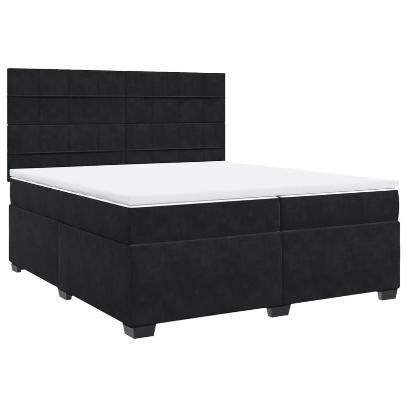 Casa si Gradina - Mobilier - Paturi si accesorii - Paturi - Pat box spring cu saltea, negru, 200x200 cm, catifea - Infinity.ro