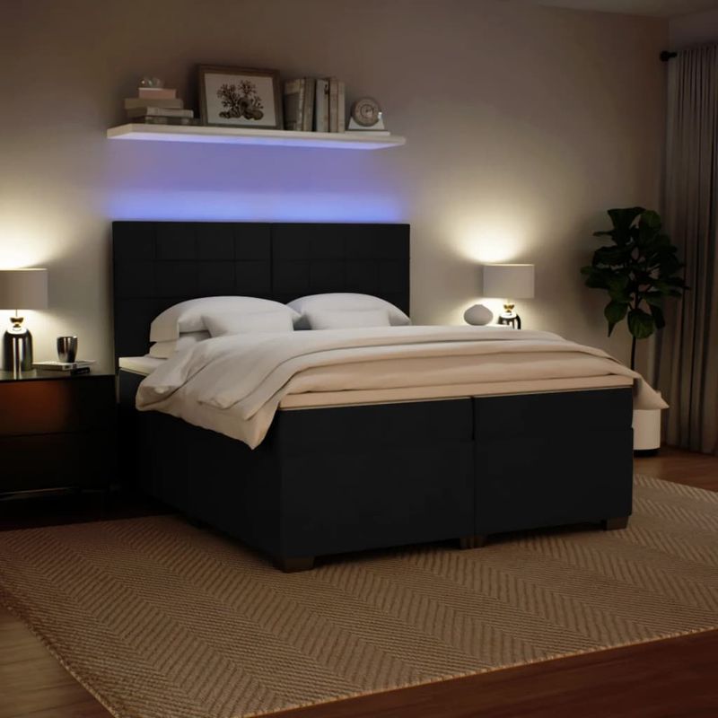 Casa si Gradina - Mobilier - Paturi si accesorii - Paturi - Pat box spring cu saltea, negru, 200x200 cm, catifea - Infinity.ro