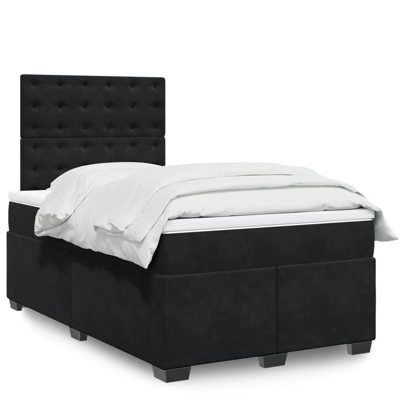 Casa si Gradina - Mobilier - Paturi si accesorii - Paturi - Pat box spring cu saltea, negru, 120x190 cm, catifea - Infinity.ro