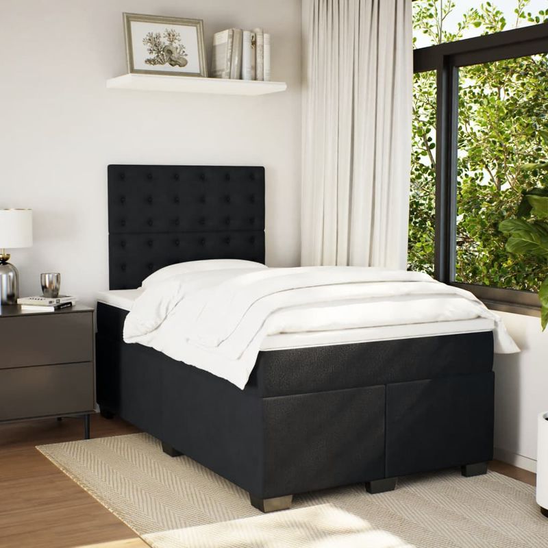 Casa si Gradina - Mobilier - Paturi si accesorii - Paturi - Pat box spring cu saltea, negru, 120x190 cm, catifea - Infinity.ro