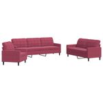 Casa si Gradina - Mobilier - Seturi de mobilier - Seturi living - Set canapea cu perne, 3 piese, rosu vin, catifea - Infinity.ro