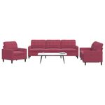 Casa si Gradina - Mobilier - Seturi de mobilier - Seturi living - Set canapea cu perne, 3 piese, rosu vin, catifea - Infinity.ro