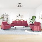 Casa si Gradina - Mobilier - Seturi de mobilier - Seturi living - Set canapea cu perne, 3 piese, rosu vin, catifea - Infinity.ro