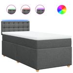 Casa si Gradina - Mobilier - Paturi si accesorii - Paturi - Pat box spring cu saltea, gri inchis, 90x190 cm, textil - Infinity.ro