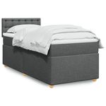 Casa si Gradina - Mobilier - Paturi si accesorii - Paturi - Pat box spring cu saltea, gri inchis, 90x190 cm, textil - Infinity.ro