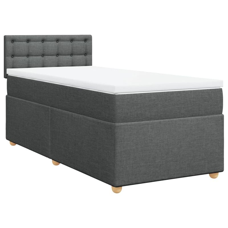 Casa si Gradina - Mobilier - Paturi si accesorii - Paturi - Pat box spring cu saltea, gri inchis, 90x190 cm, textil - Infinity.ro