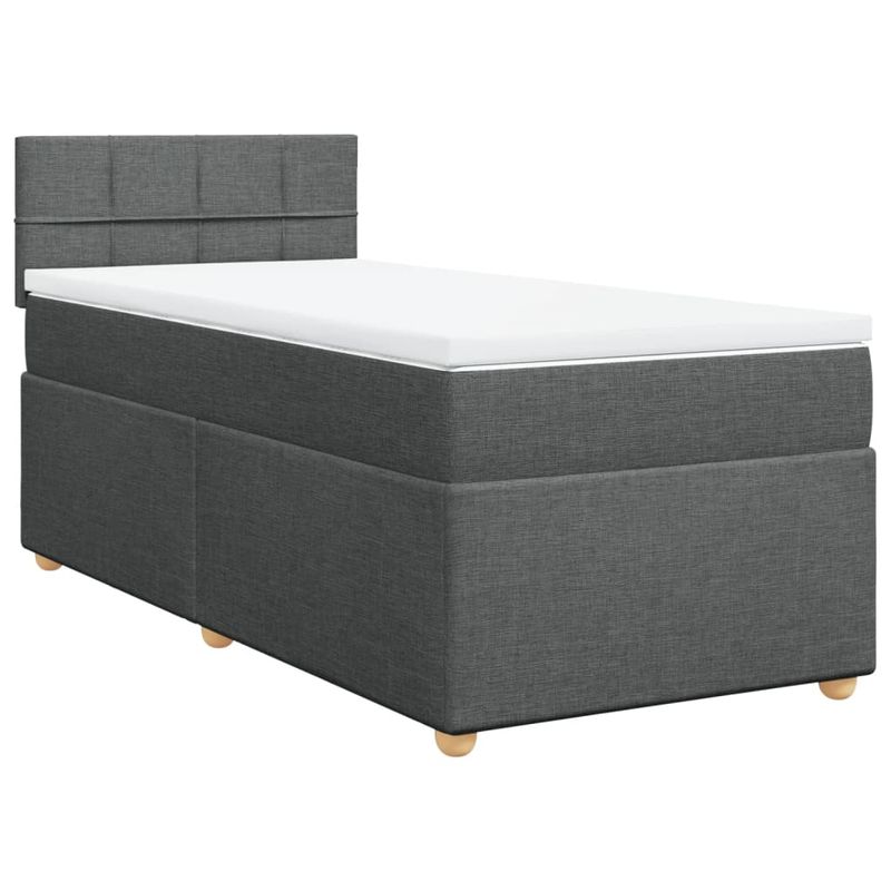 Casa si Gradina - Mobilier - Paturi si accesorii - Paturi - Pat box spring cu saltea, gri inchis, 100x200 cm, textil - Infinity.ro