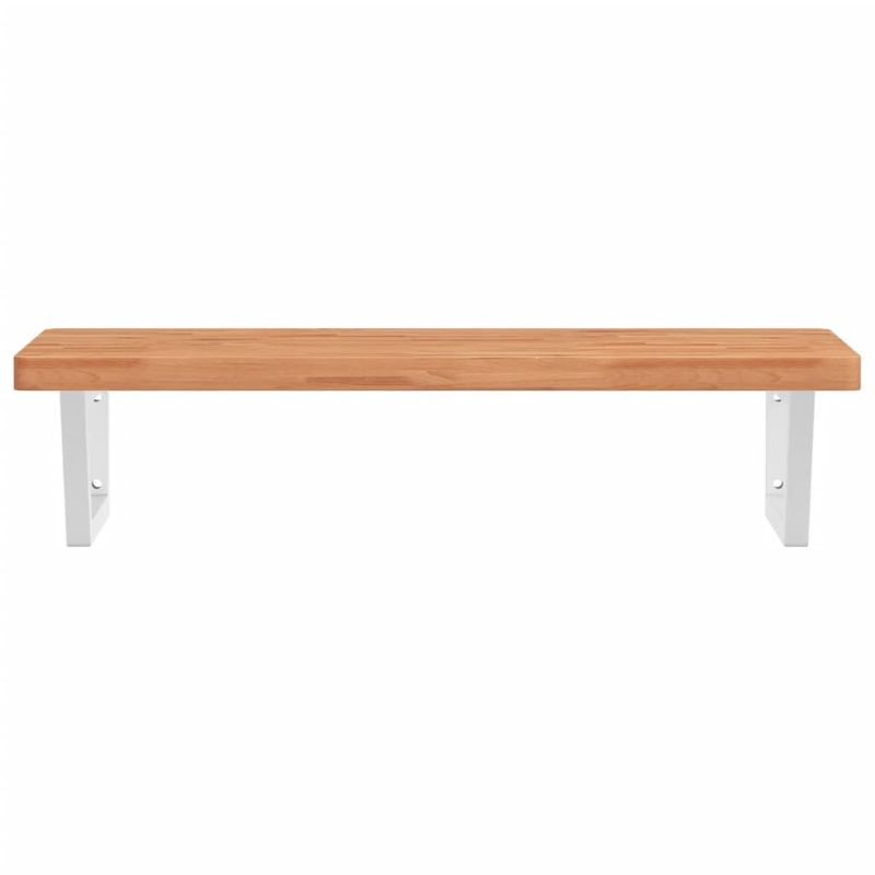 Casa si Gradina - Mobilier - Biblioteci si rafturi - Rafturi - Raft pentru lavoar montat pe perete, otel si lemn masiv fag - Infinity.ro
