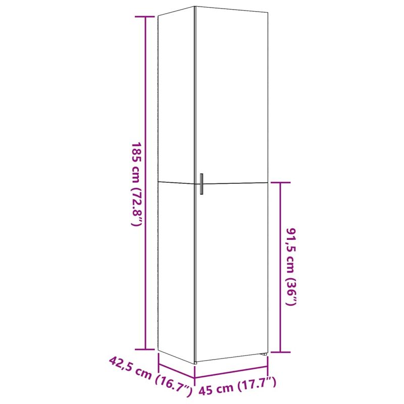 Casa si Gradina - Mobilier - Comode si corpuri - Corpuri bucatarie - Dulap inalt, gri sonoma, 45x42,5x185 cm, lemn compozit - Infinity.ro