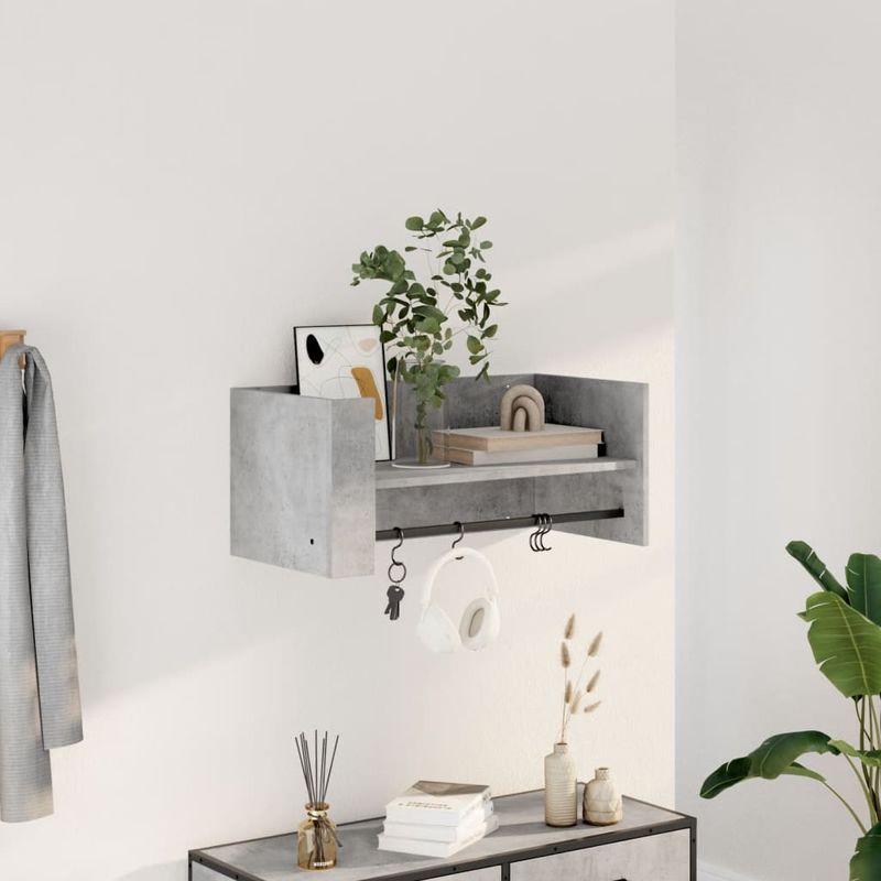 Casa si Gradina - Mobilier - Biblioteci si rafturi - Rafturi - Raft de perete, gri beton, 70,5x35x30,5 cm, lemn prelucrat - Infinity.ro