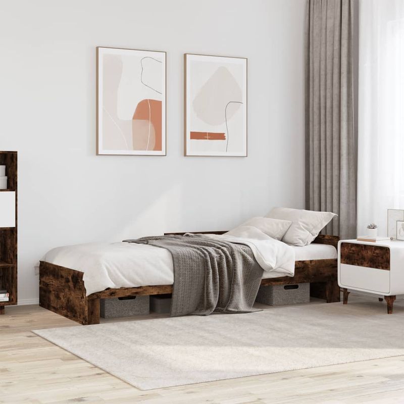 Casa si Gradina - Mobilier - Paturi si accesorii - Paturi - Cadru de pat, stejar fumuriu, 100x200 cm, lemn prelucrat - Infinity.ro