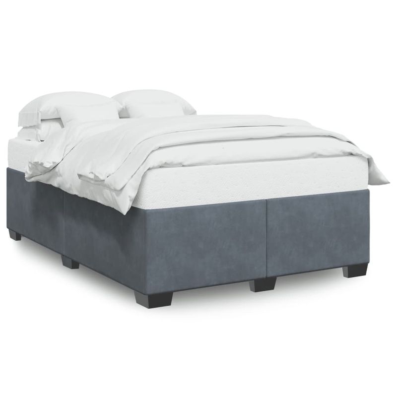 Casa si Gradina - Mobilier - Paturi si accesorii - Paturi - Cadru de pat, gri inchis, 140x190 cm, catifea - Infinity.ro