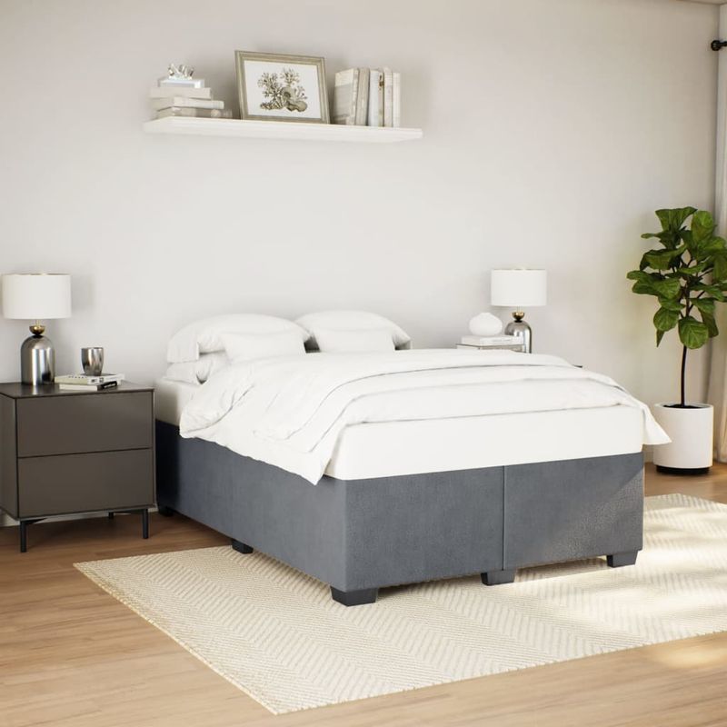 Casa si Gradina - Mobilier - Paturi si accesorii - Paturi - Cadru de pat, gri inchis, 140x190 cm, catifea - Infinity.ro