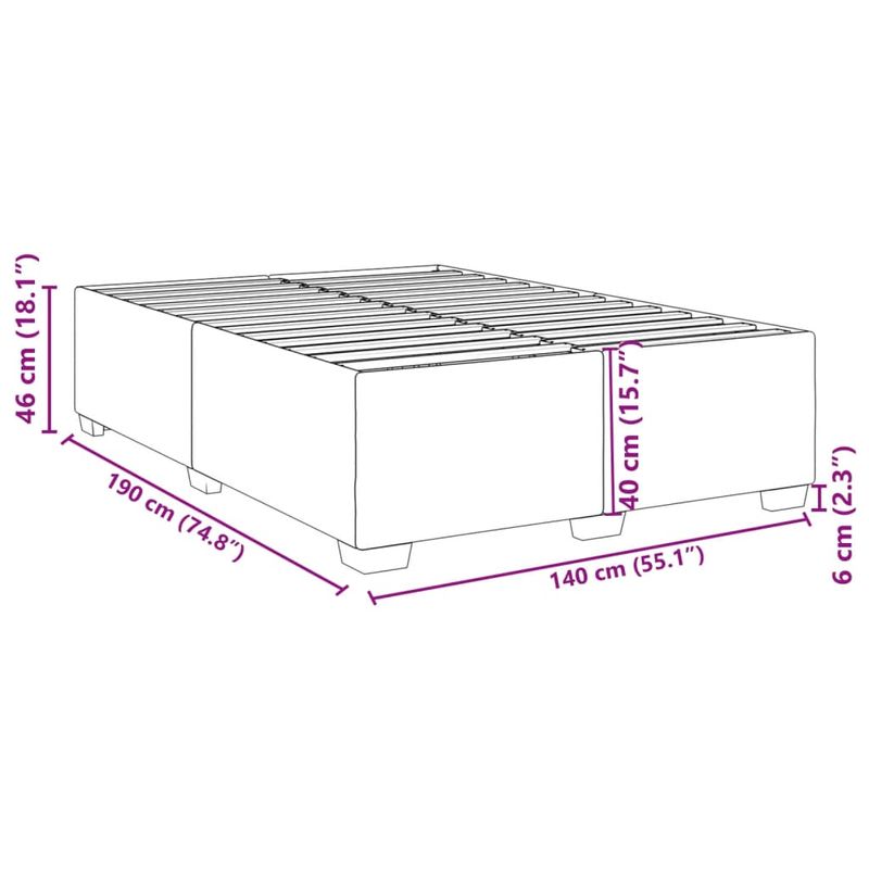 Casa si Gradina - Mobilier - Paturi si accesorii - Paturi - Cadru de pat, gri inchis, 140x190 cm, catifea - Infinity.ro