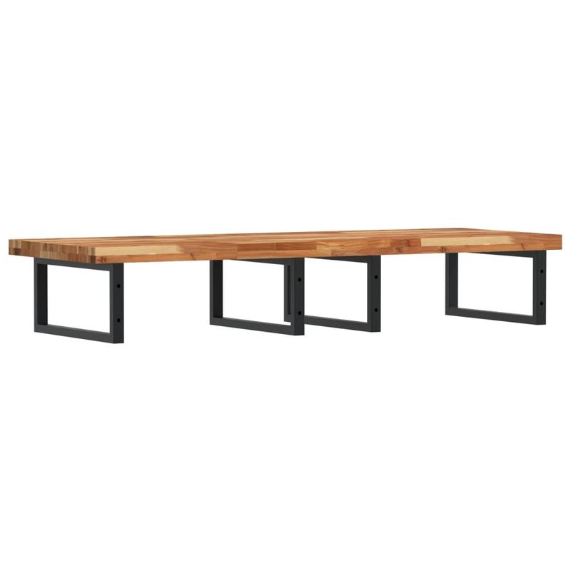 Casa si Gradina - Mobilier - Biblioteci si rafturi - Rafturi - Raft pentru lavoar montat pe perete, otel și lemn masiv acacia, maro închis și negru, mărime 140x50x4 cm, model dreptunghiular - Infinity.ro