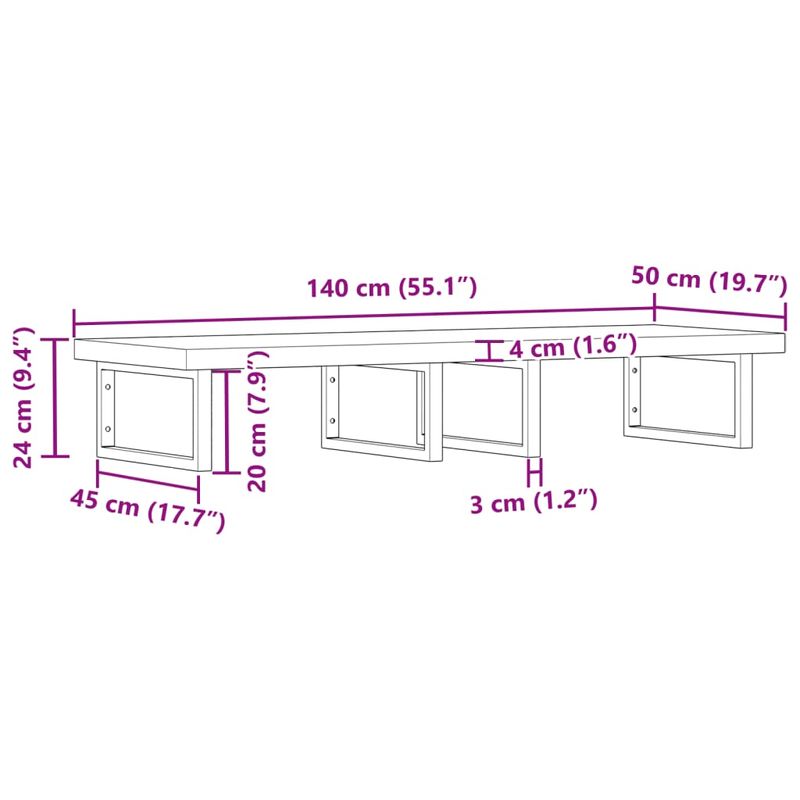 Casa si Gradina - Mobilier - Biblioteci si rafturi - Rafturi - Raft pentru lavoar montat pe perete, otel și lemn masiv acacia, maro închis și negru, mărime 140x50x4 cm, model dreptunghiular - Infinity.ro