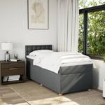 Casa si Gradina - Mobilier - Paturi si accesorii - Paturi - Pat box spring cu saltea, gri inchis, 90x190 cm, textil - Infinity.ro