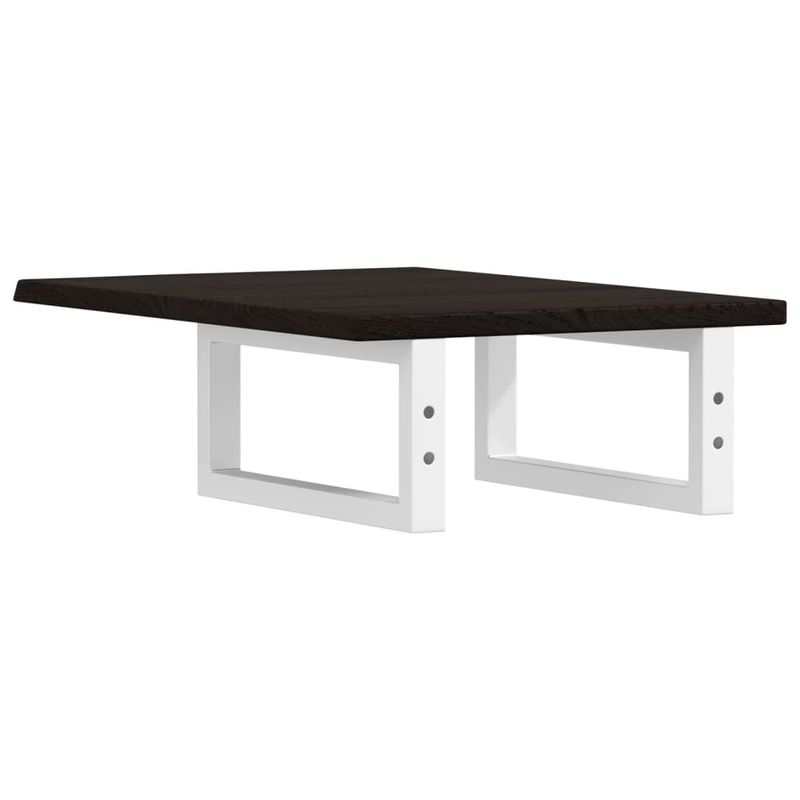 Casa si Gradina - Mobilier - Biblioteci si rafturi - Rafturi - Raft pentru lavoar montat pe perete, otel și lemn masiv stejar, maro închis și alb, mărime 40x60x2 cm, model dreptunghiular - Infinity.ro