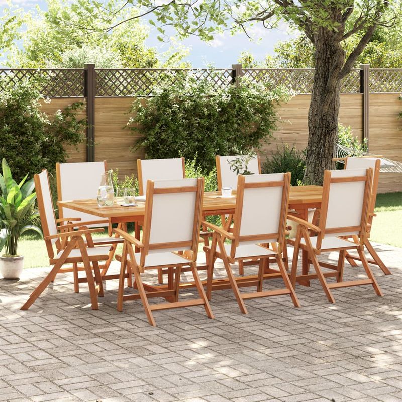 Casa si Gradina - Gradina si terasa - Mobilier exterior - Seturi mobila gradina - Set mobilier de gradina, 9 piese, lemn masiv acacia/textilena - Infinity.ro