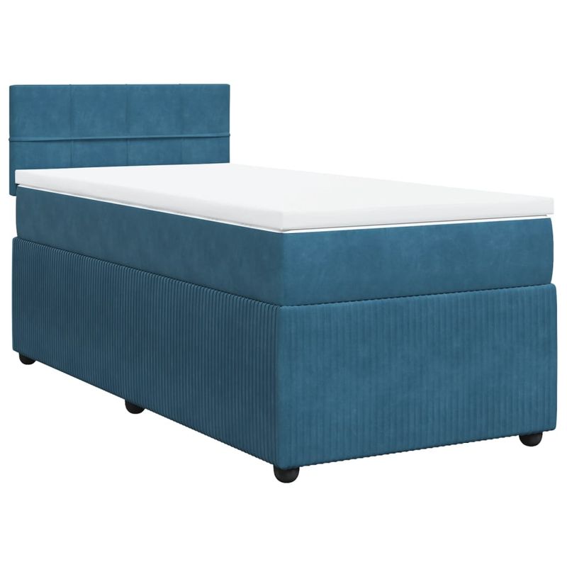 Casa si Gradina - Mobilier - Paturi si accesorii - Paturi - Pat continental cu saltea, albastru, 80x200 cm, catifea - Infinity.ro