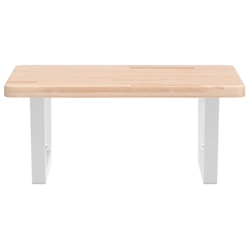 Casa si Gradina - Mobilier - Biblioteci si rafturi - Rafturi - Raft pentru lavoar montat pe perete, otel și lemn masiv stejar, maro și alb, mărime 50x50x2.5 cm, model trapez - Infinity.ro