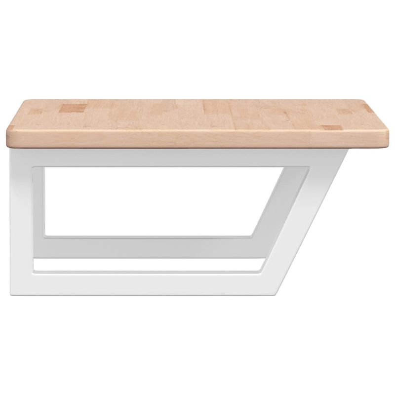 Casa si Gradina - Mobilier - Biblioteci si rafturi - Rafturi - Raft pentru lavoar montat pe perete, otel și lemn masiv stejar, maro și alb, mărime 50x50x2.5 cm, model trapez - Infinity.ro