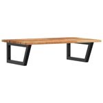 Casa si Gradina - Mobilier - Biblioteci si rafturi - Rafturi - Raft pentru lavoar montat pe perete, otel și lemn masiv acacia, maro închis și negru, mărime 80x50x2 cm, model trapez - Infinity.ro