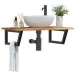 Casa si Gradina - Mobilier - Biblioteci si rafturi - Rafturi - Raft pentru lavoar montat pe perete, otel și lemn masiv acacia, maro închis și negru, mărime 80x50x2 cm, model trapez - Infinity.ro