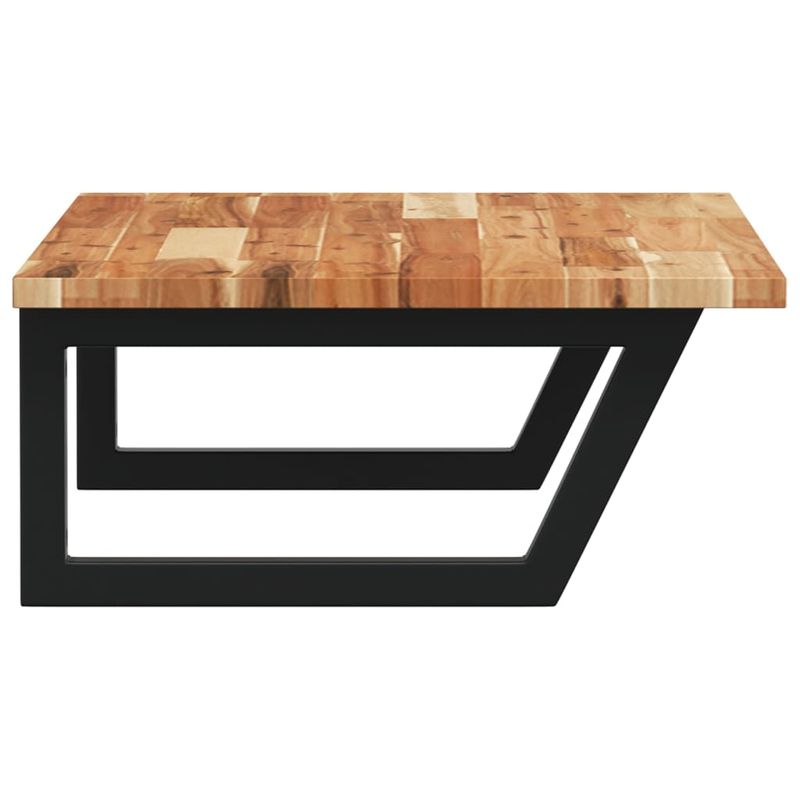Casa si Gradina - Mobilier - Biblioteci si rafturi - Rafturi - Raft pentru lavoar montat pe perete, otel și lemn masiv acacia, maro închis și negru, mărime 80x50x2 cm, model trapez - Infinity.ro