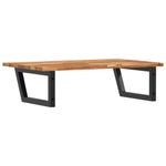 Casa si Gradina - Mobilier - Biblioteci si rafturi - Rafturi - Raft pentru lavoar montat pe perete, otel și lemn masiv acacia, maro închis și negru, mărime 80x50x2 cm, model trapez - Infinity.ro