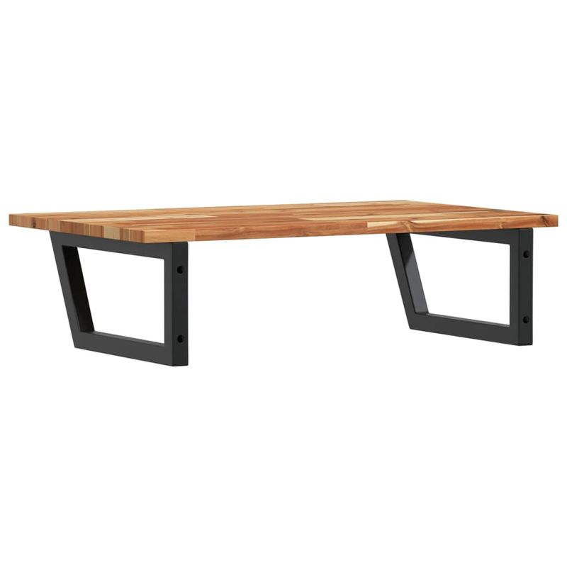 Casa si Gradina - Mobilier - Biblioteci si rafturi - Rafturi - Raft pentru lavoar montat pe perete, otel și lemn masiv acacia, maro închis și negru, mărime 80x50x2 cm, model trapez - Infinity.ro