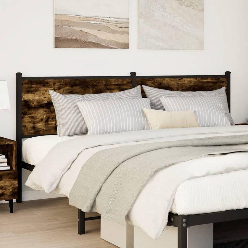 Casa si Gradina - Mobilier - Paturi si accesorii - Accesorii paturi - Tablie de pat, stejar fumuriu, 180 cm, lemn prelucrat si otel - Infinity.ro