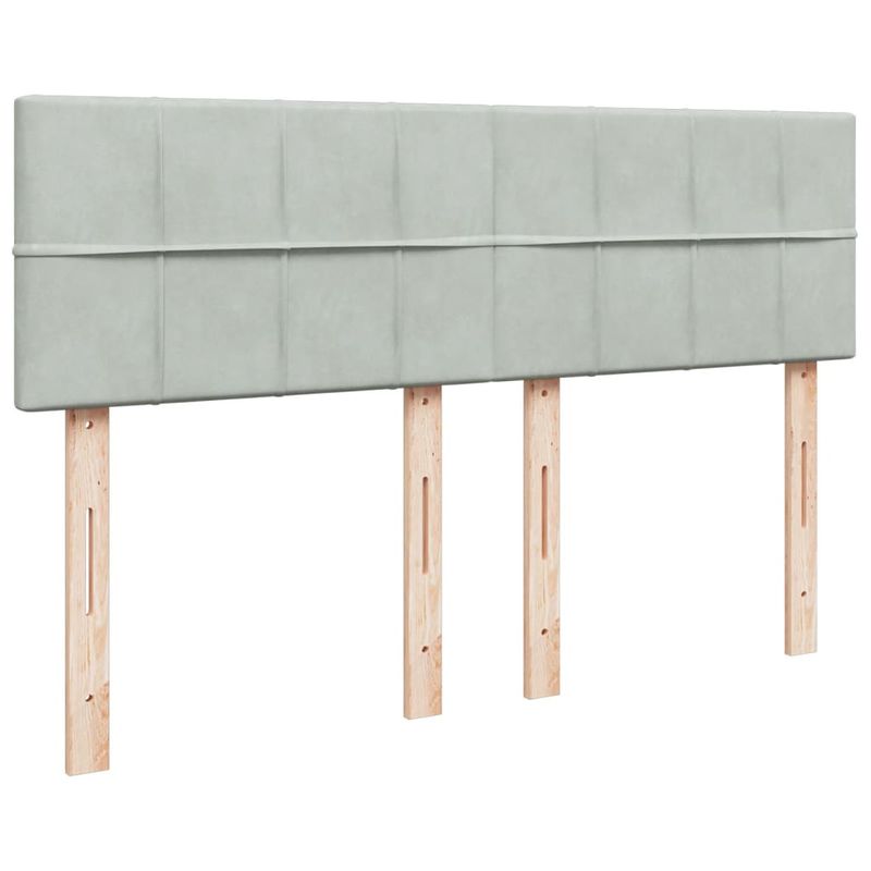 Casa si Gradina - Mobilier - Paturi si accesorii - Paturi - Pat box spring cu saltea, gri deschis, 140x200 cm, catifea - Infinity.ro