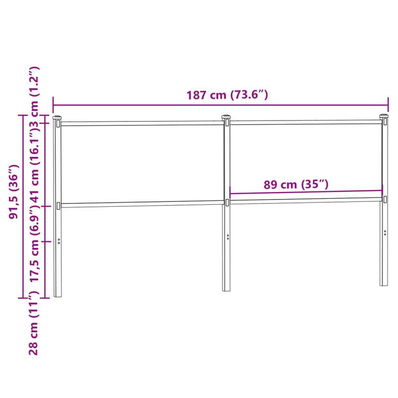 Casa si Gradina - Mobilier - Paturi si accesorii - Accesorii paturi - Tablie de pat, stejar fumuriu, 180 cm, lemn prelucrat si otel - Infinity.ro