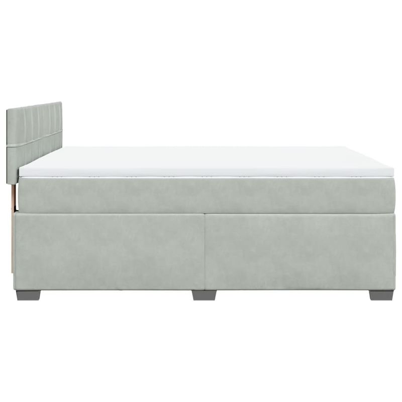 Casa si Gradina - Mobilier - Paturi si accesorii - Paturi - Pat box spring cu saltea, gri deschis, 140x200 cm, catifea - Infinity.ro