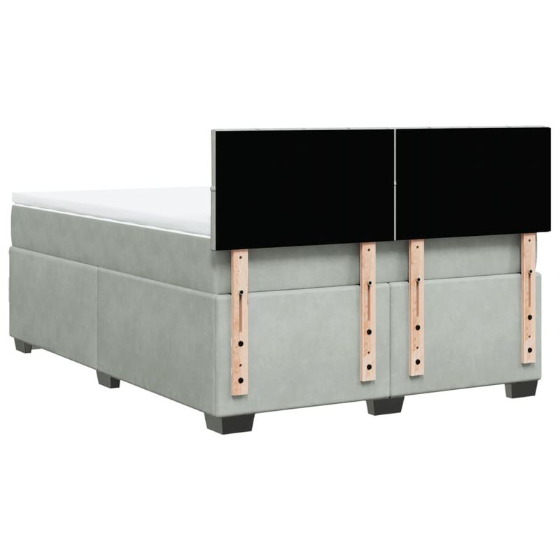 Casa si Gradina - Mobilier - Paturi si accesorii - Paturi - Pat box spring cu saltea, gri deschis, 140x200 cm, catifea - Infinity.ro