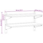 Casa si Gradina - Mobilier - Biblioteci si rafturi - Rafturi - Raft de perete 2 niveluri 100x40x60 cm argintiu otel inoxidabil - Infinity.ro