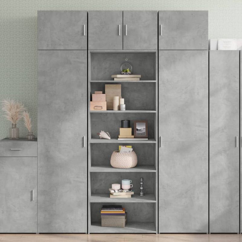 Casa si Gradina - Mobilier - Comode si corpuri - Corpuri bucatarie - Dulap inalt, gri beton, 70x41x185 cm, lemn prelucrat - Infinity.ro